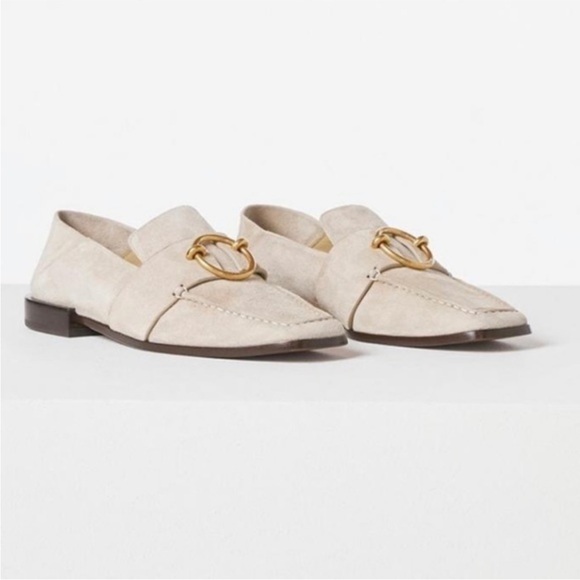 Frame Le Montecito 39.5 Loafer Tan Suede W/Gold Buckle Detail - Picture 3 of 16
